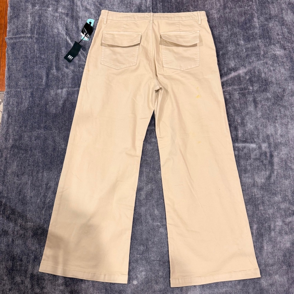 KUT from the Kloth Meg Wide Leg Utility Pants Tan Khaki Size 16 NWT NWOT Spot - Picture 4 of 9
